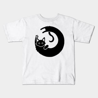 Long Cat Logo - Black Kids T-Shirt